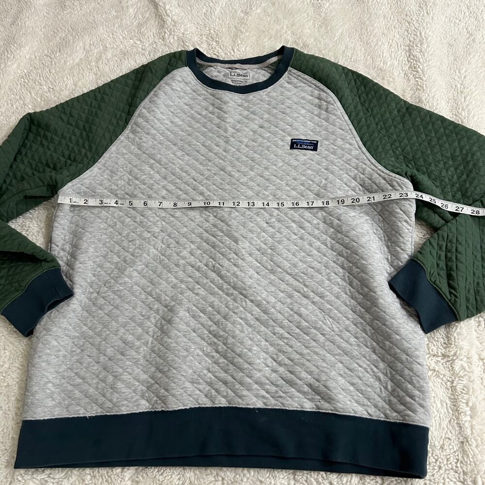 L.L Bean Mens Quilted Sweatshirt Crewneck Green Traditional Fit XL Preppy Casual - Picture 4 of 7